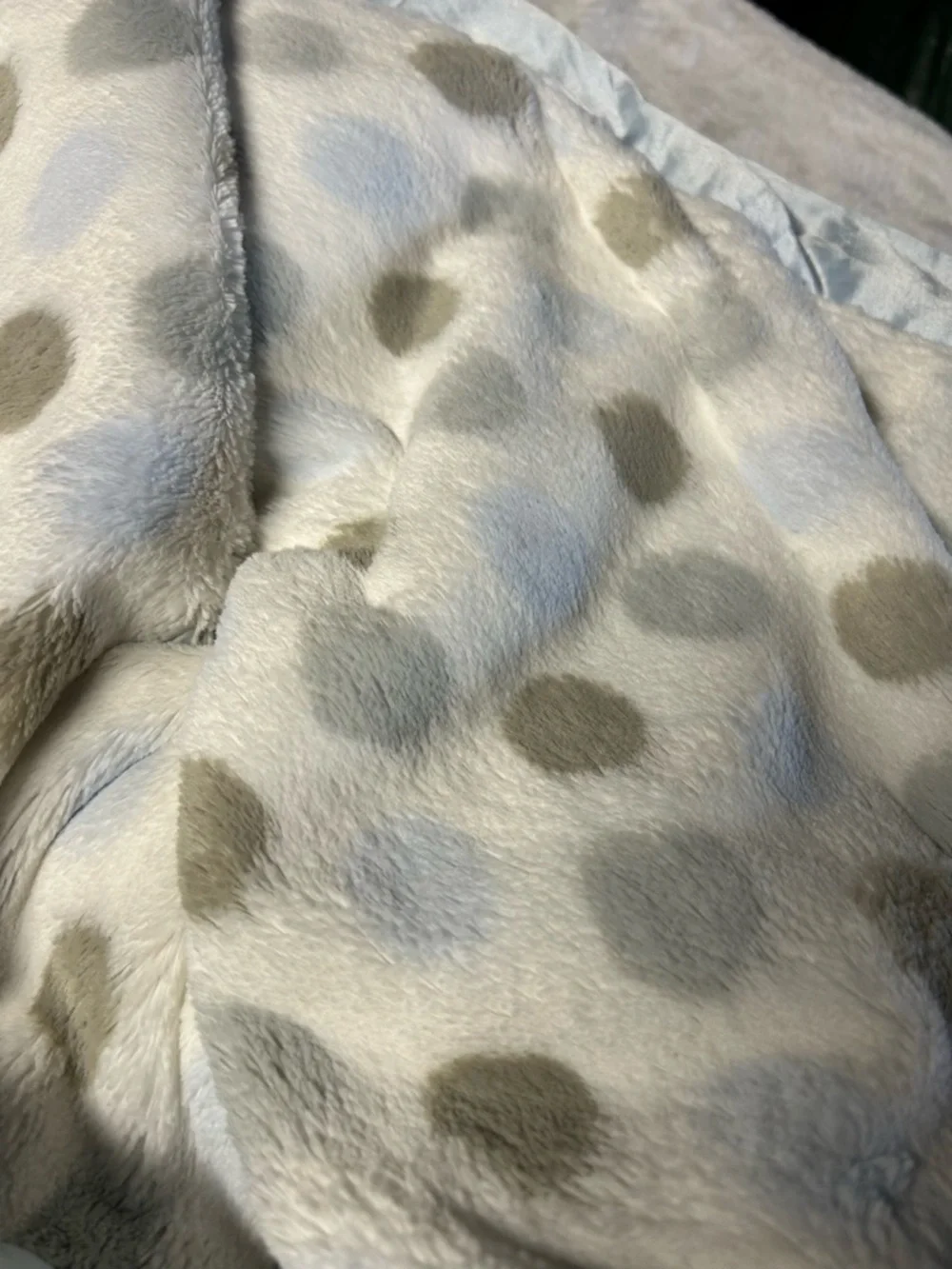 Little Giraffe Plush Polka Dot Baby Blanket - Light Blue & Gray